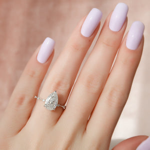 The Hidden Halo Penelope Set With A 2 Carat Pear 18K White Gold Lab Diamond