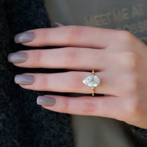 The Hidden Halo Penelope Set With A 2 Carat Pear 14K Yellow Gold Lab Diamond