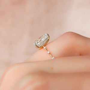 The Hidden Halo Penelope Set With A 3 Carat Pear 14K Yellow Gold Lab Diamond