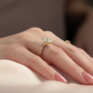 The Hidden Halo Penelope Set With A 1.5 Carat Pear 18K Yellow Gold Lab Diamond