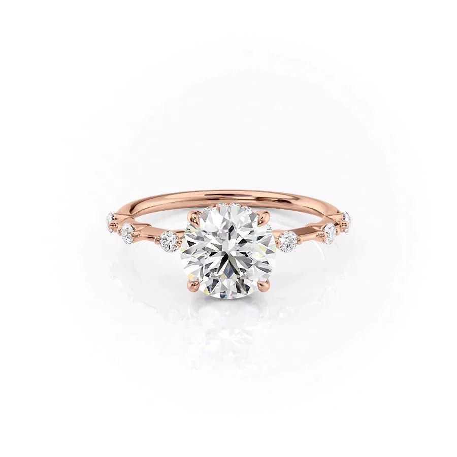 The Hidden Halo Penelope Set With A 1.5 Carat Round 14K Rose Gold Lab Diamond