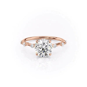 The Penelope Set Hidden Halo  With A 4.5 Carat Round 14K Rose Gold Moissanite