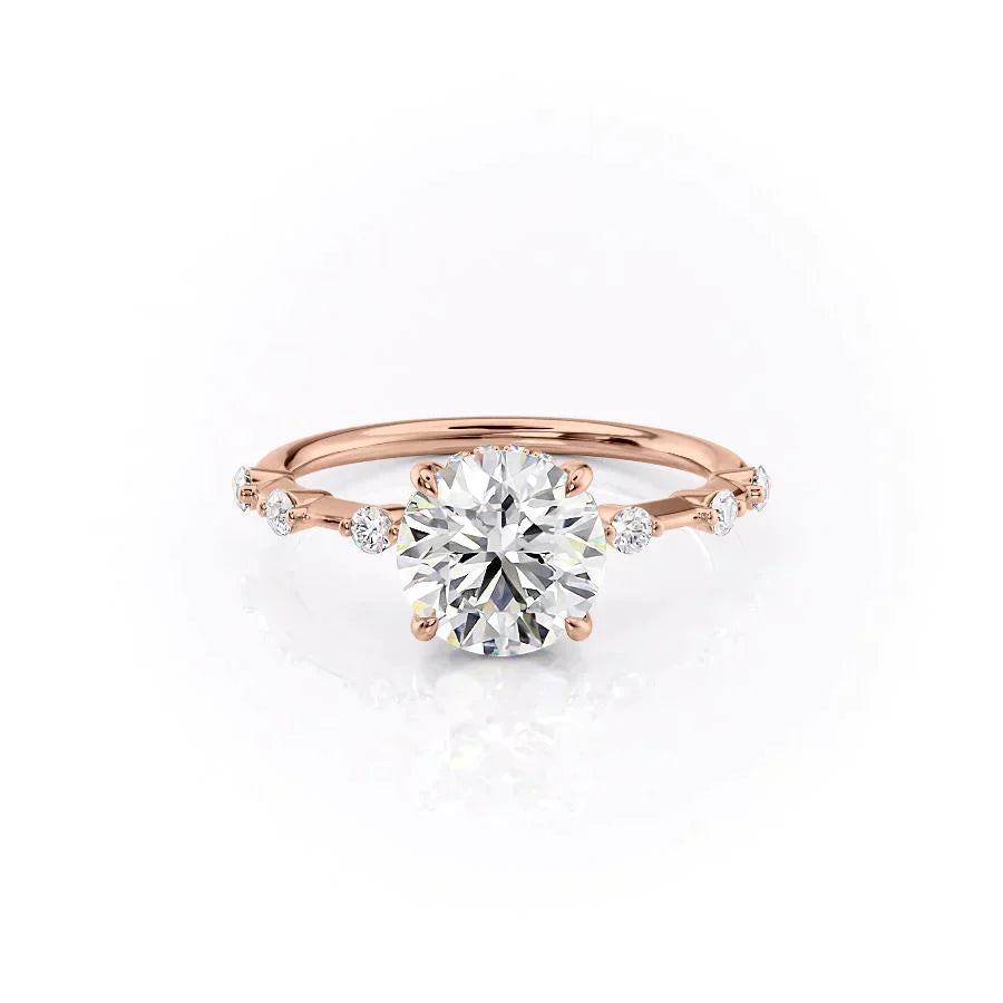 The Penelope Set With A 1 Carat Round 14K Rose Gold Lab Diamond