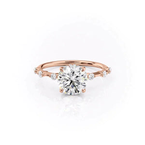 The Penelope Set With A 1 Carat Round 14K Rose Gold Lab Diamond