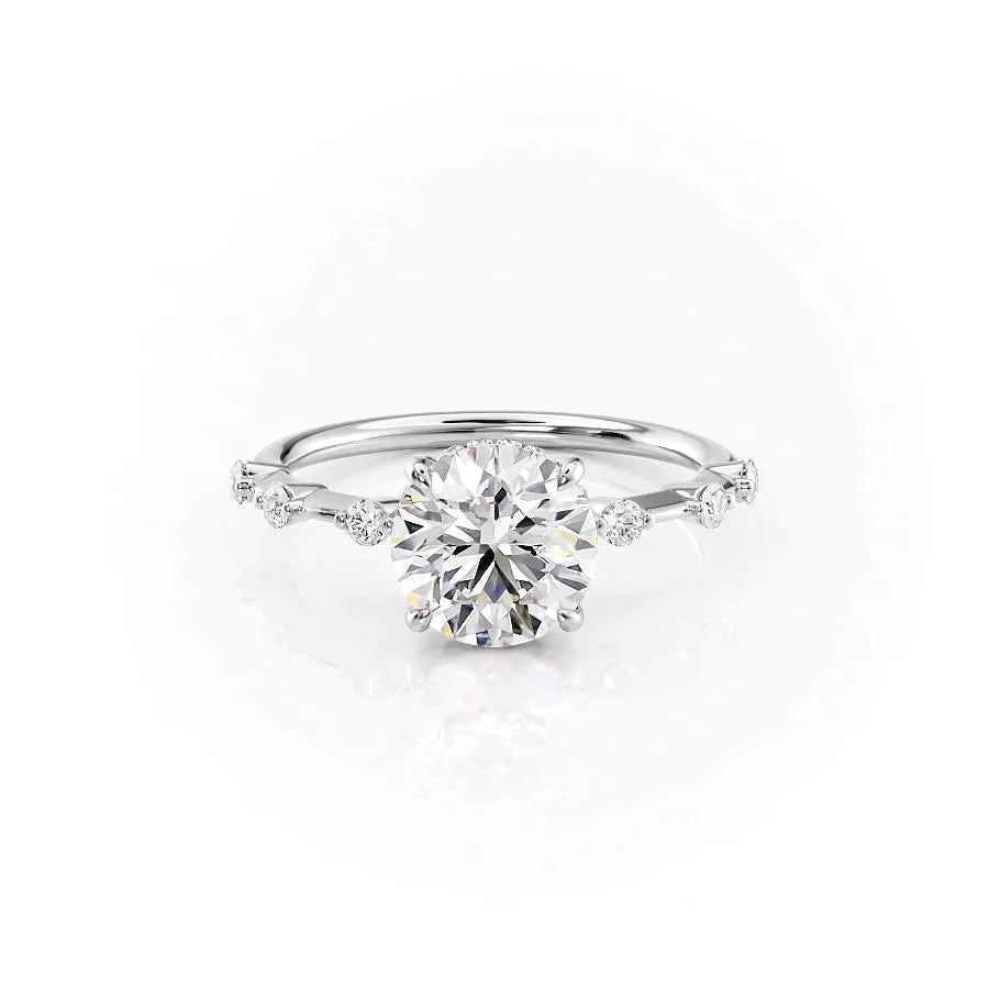 The Hidden Halo Penelope Set With A 1.5 Carat Round 14K White Gold Lab Diamond