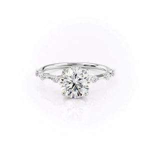 The Penelope Set  With A 4.5 Carat Pear 14K White Gold Moissanite