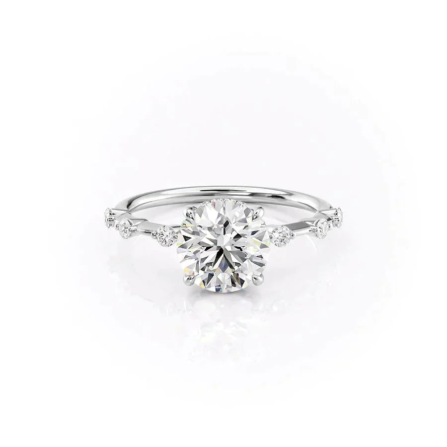 The Penelope Set With A 1 Carat Round 18K White Gold Lab Diamond