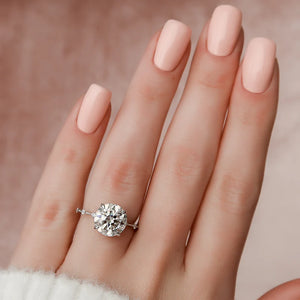 The Penelope Set Hidden Halo  With A 4 Carat Radiant 18K Yellow Gold Moissanite
