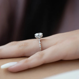 The Penelope Set Hidden Halo  With A 2.5 Carat Emerald 18K White Gold Moissanite