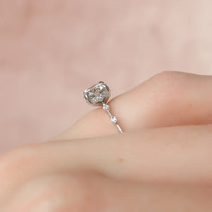 The Penelope Set Hidden Halo  With A 5 Carat Emerald 18K White Gold Moissanite