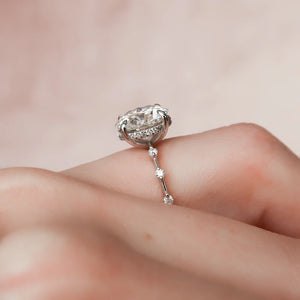 The Penelope Set Hidden Halo  With A 5 Carat Emerald 18K White Gold Moissanite