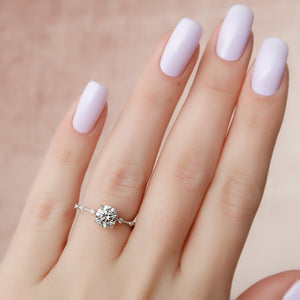 The Penelope Set Hidden Halo  With A 2.5 Carat Round 18K White Gold Moissanite