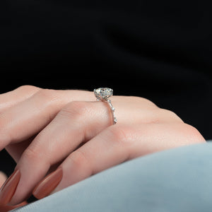 The Penelope Set Hidden Halo  With A 5 Carat Round 14K White Gold Moissanite