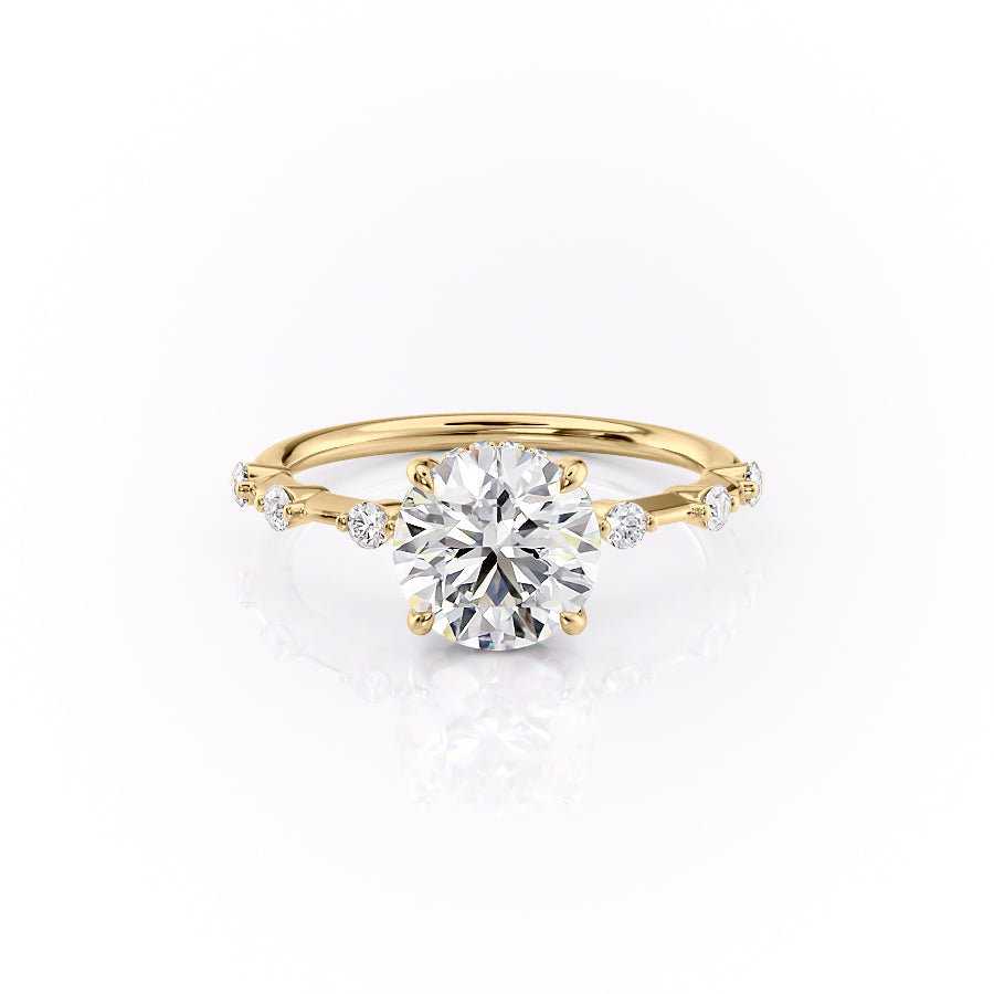 The Hidden Halo Penelope Set With A 2 Carat Round 14K Yellow Gold Lab Diamond
