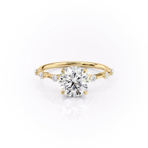 The Hidden Halo Penelope Set With A 2 Carat Round 14K Yellow Gold Lab Diamond