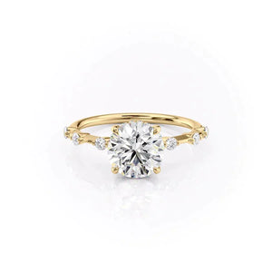 The Penelope Set With A 1 Carat Round 18K Yellow Gold Lab Diamond