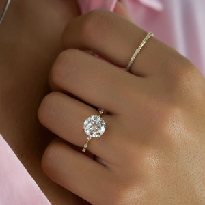 The Penelope Set Hidden Halo  With A 4.5 Carat Round 14K Yellow Gold Moissanite