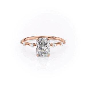 The Hidden Halo Penelope Set With A 2 Carat Radiant 14K Rose Gold Lab Diamond