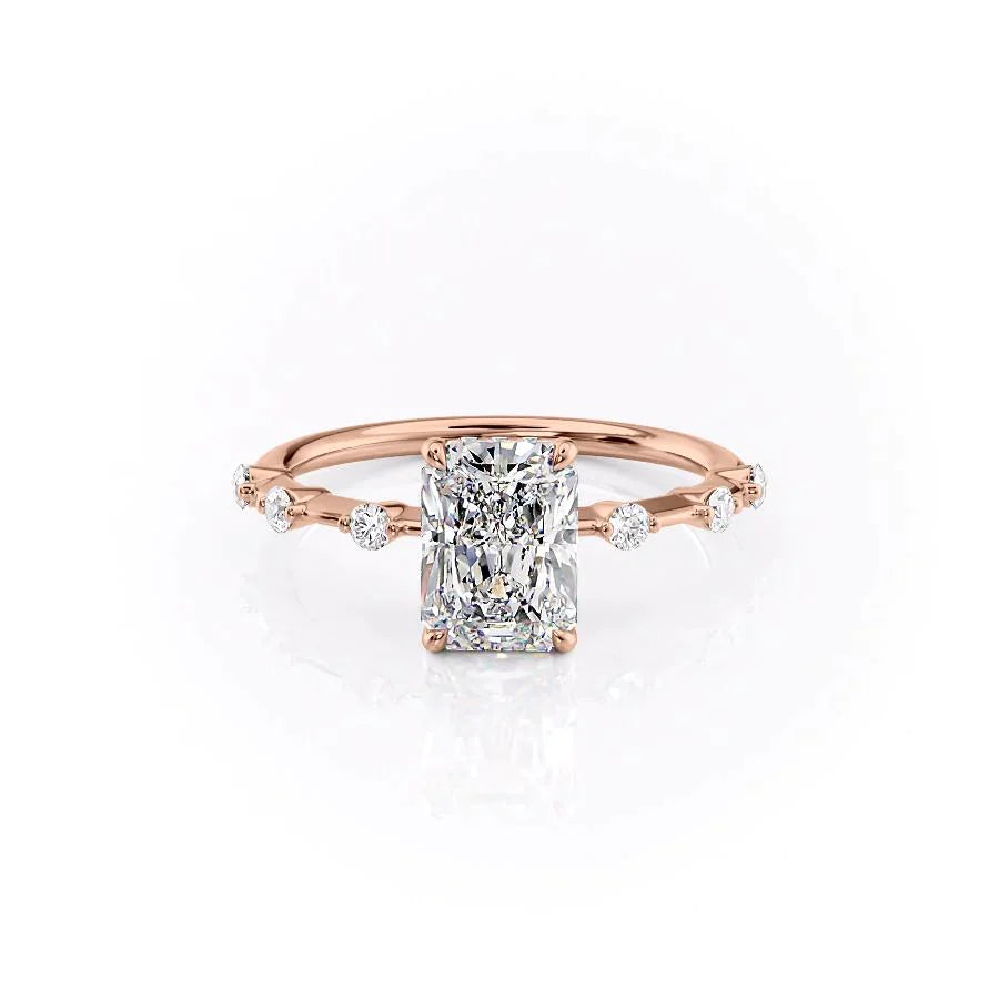The Hidden Halo Penelope Set With A 1 Carat Radiant 14K Rose Gold Lab Diamond