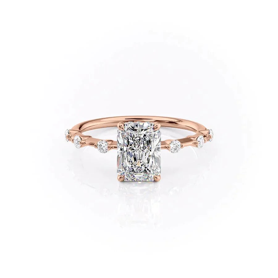 The Penelope Set With A 1 Carat Radiant 14K Rose Gold Lab Diamond