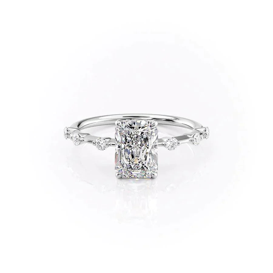 The Penelope Set With A 1 Carat Radiant 18K White Gold Lab Diamond
