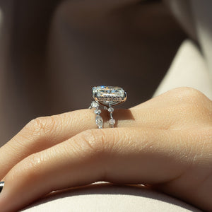 The Hidden Halo Penelope Set With A 3 Carat Radiant 18K White Gold Lab Diamond
