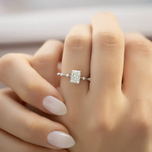 The Penelope Set Hidden Halo  With A 2 Carat Radiant 18K White Gold Moissanite