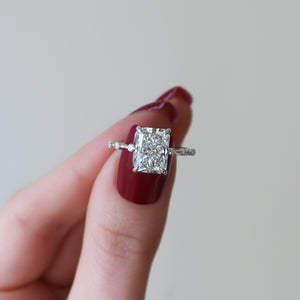 The Hidden Halo Penelope Set With A 1.5 Carat Radiant 14K White Gold Lab Diamond