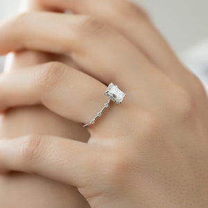 The Penelope Set Hidden Halo  With A 2 Carat Radiant 14K White Gold Moissanite
