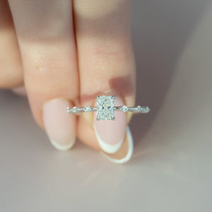 The Hidden Halo Penelope Set With A 1.5 Carat Radiant 18K White Gold Lab Diamond