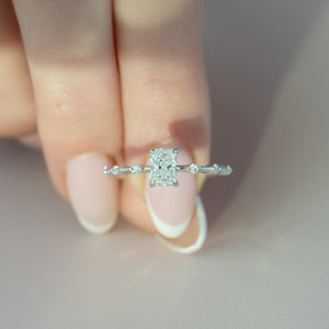 The Penelope Set With A 1 Carat Radiant 14K White Gold Lab Diamond