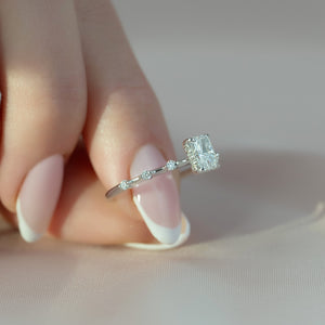 The Penelope Set With A 1 Carat Radiant 14K White Gold Lab Diamond