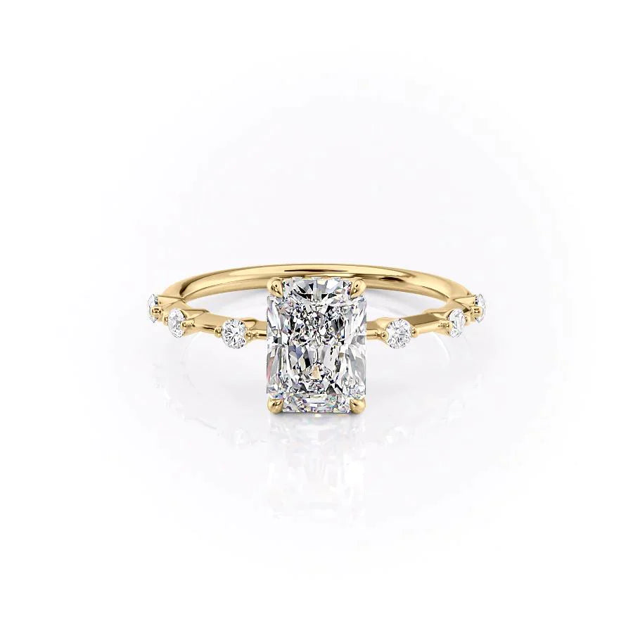 The Hidden Halo Penelope Set With A 1 Carat Radiant 18K Yellow Gold Lab Diamond