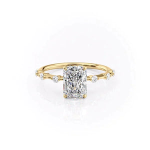The Penelope Set With A 1 Carat Radiant 14K Yellow Gold Lab Diamond