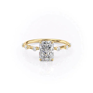 The Penelope Set Hidden Halo  With A 2 Carat Radiant 14K Yellow Gold Moissanite