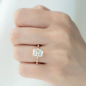 The Penelope Set With A 1 Carat Radiant 18K Yellow Gold Lab Diamond