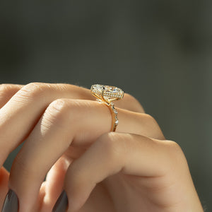 The Penelope Set Hidden Halo  With A 2.5 Carat Radiant 14K Yellow Gold Moissanite