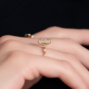 The Hidden Halo Penelope Set With A 1 Carat Radiant 14K Yellow Gold Lab Diamond