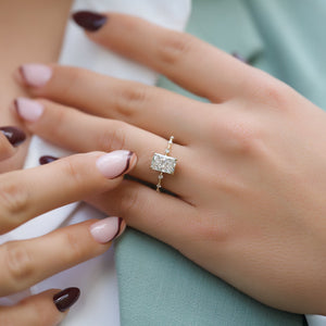 The Penelope Set With A 1 Carat Radiant 18K Yellow Gold Lab Diamond