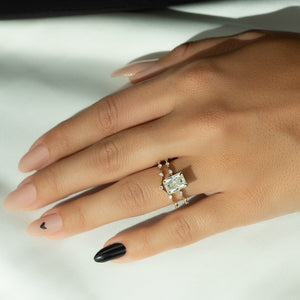 The Penelope Set With A 1 Carat Radiant 18K Yellow Gold Lab Diamond