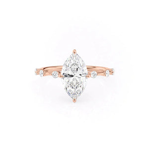 The Hidden Halo Penelope Set With A 1 Carat Marquise 14K Rose Gold Lab Diamond