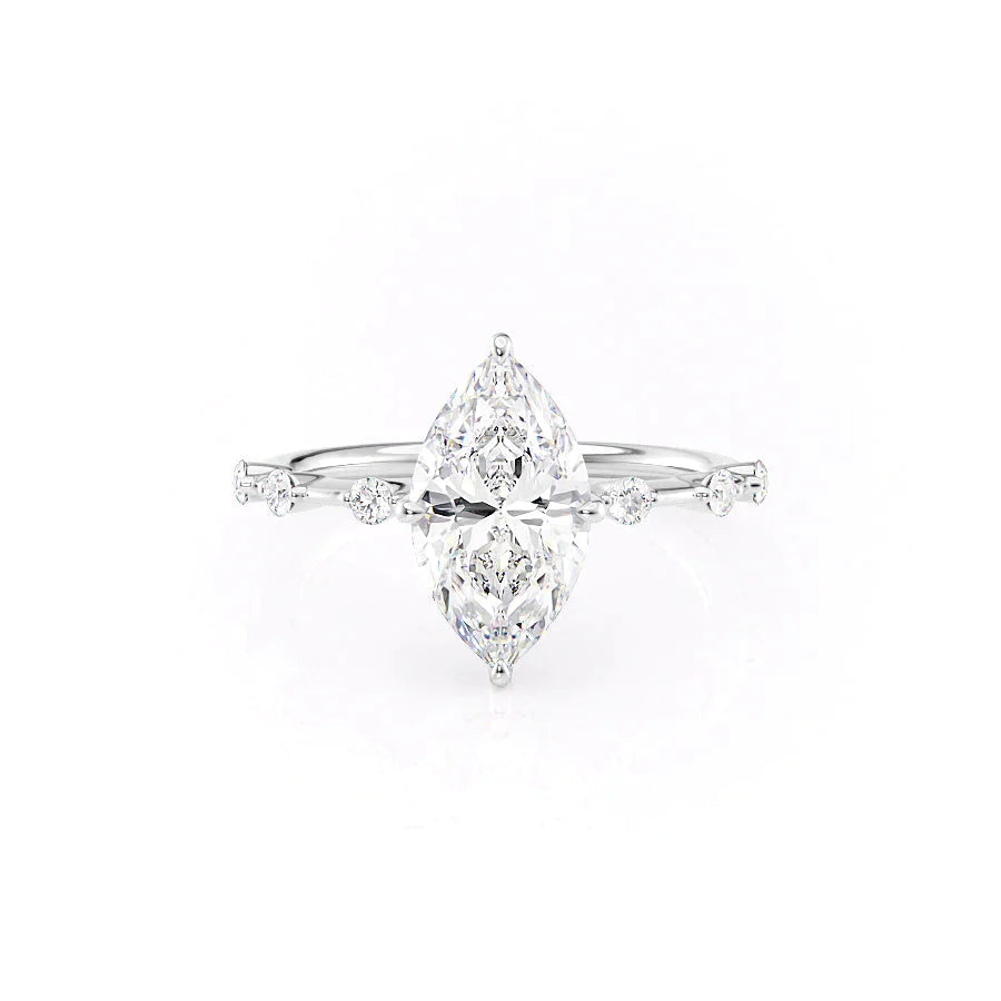 The Hidden Halo Penelope Set With A 1.5 Carat Marquise 14K White Gold Lab Diamond