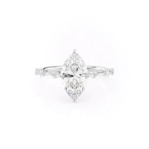 The Hidden Halo Penelope Set With A 2.5 Carat Marquise 18K White Gold Lab Diamond