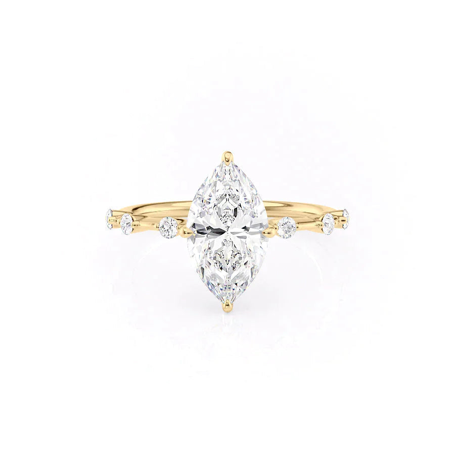The Hidden Halo Penelope Set With A 1.5 Carat Marquise 18K Yellow Gold Lab Diamond