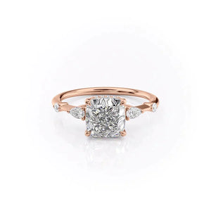 The Naomi Set With A 2 Carat Cushion 14K Rose Gold Lab Diamond