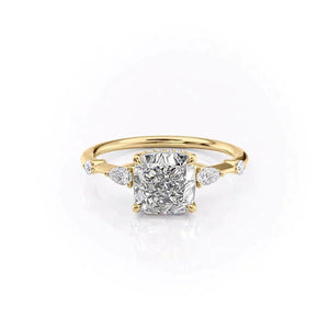 The Naomi Set With A 1 Carat Cushion 18K Yellow Gold Lab Diamond
