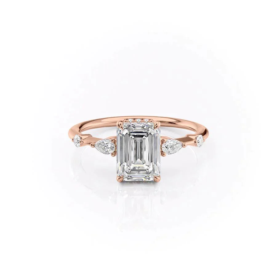 The Naomi Set With A 1.5 Carat Emerald 14K Rose Gold Lab Diamond