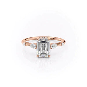 The Naomi Set With A 1 Carat Emerald 14K Rose Gold Lab Diamond