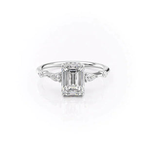 The Naomi Set With A 2 Carat Emerald 14K White Gold Lab Diamond
