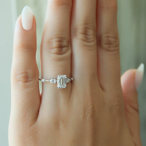 The Naomi Set With A 1 Carat Emerald 18K White Gold Lab Diamond